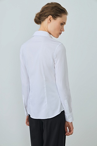 Приталенная блузка-рубашка, белая