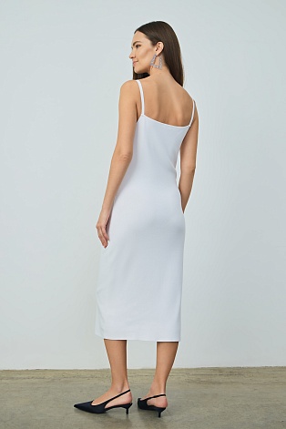 Платье-миди на бретельках, белое