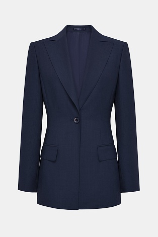 Приталенный жакет с высокой шлицей, темно-синий F