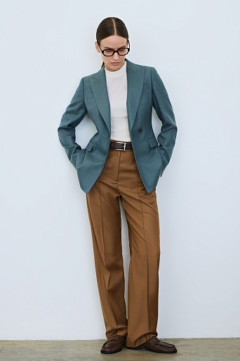 Приталенный жакет из шерсти на одной пуговице, бирюзовый Jemma