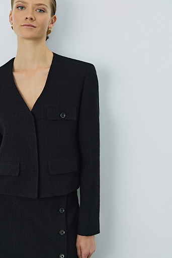 Укороченный жакет букле, черный CHARLOTTE