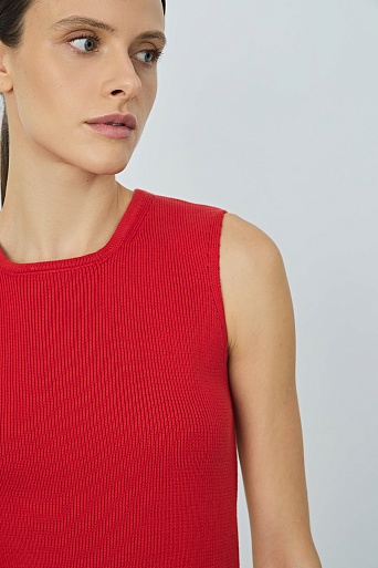 Двухцветный топ в рубчик, молочно-красный