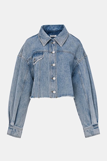 Укороченная джинсовая куртка, голубая