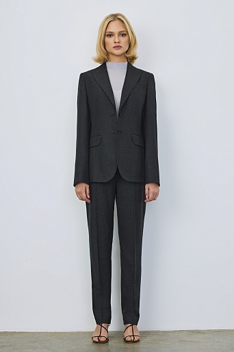 Жакет на двух пуговицах, темно-серый меланж