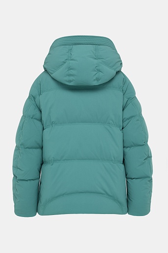 Пуховик-оверсайз с капюшоном, бирюзовый