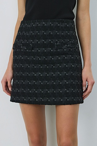 Мини-юбка, черная с узором LESLIE
