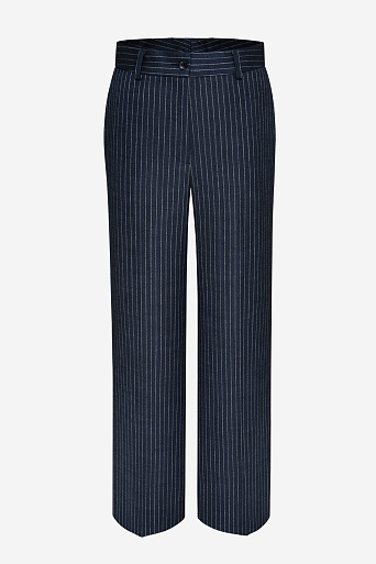 Прямые брюки в полоску, темно-синие MARIA