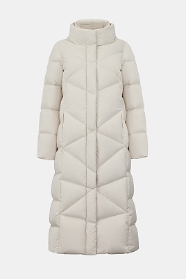 Длинный пуховик со стежкой треугольниками, белый