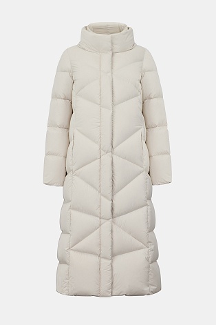 Длинный пуховик со стежкой треугольниками, белый