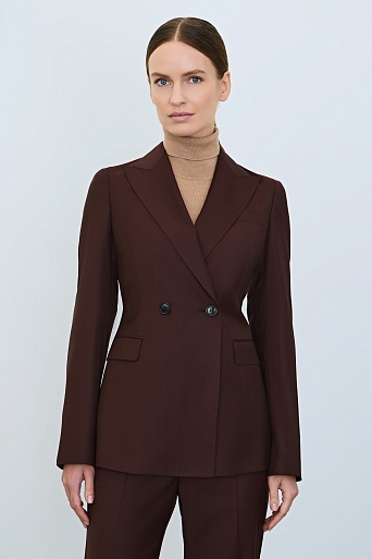 Двубортный жакет из шерсти, шоколадный Jemma