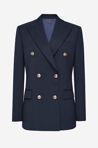 Жакет двубортный, цвет темно-синий LEILA