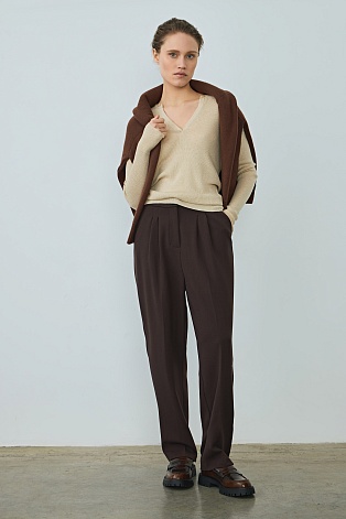 Лонгслив в рубчик, цвет овсяное молоко