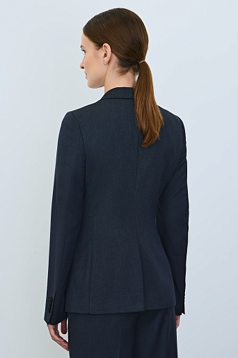 Приталенный жакет на одной пуговице, темно-синий