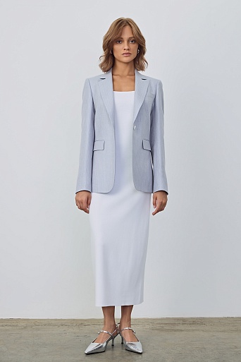 Приталенный жакет со льном, серый с розовым KARLA