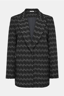 Жакет оверсайз на одной пуговице, черный с узором ANDREA