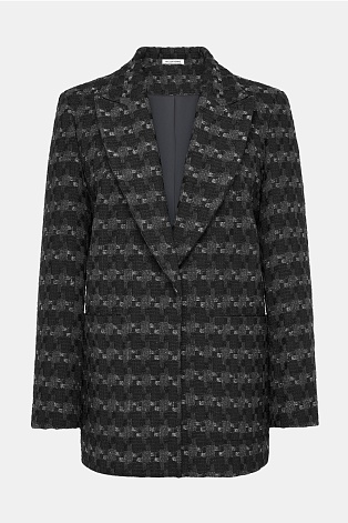 Жакет оверсайз на одной пуговице, черный с узором A