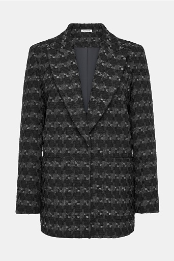 Жакет оверсайз на одной пуговице, черный с узором ANDREA