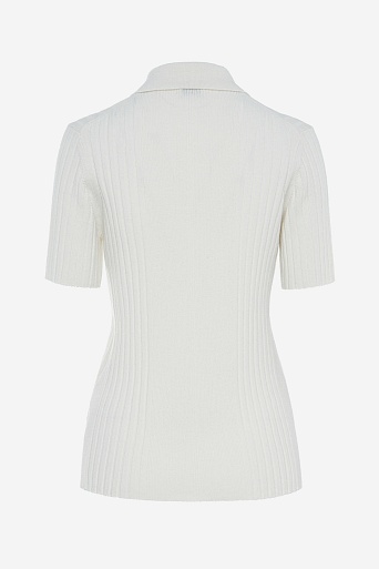 Поло из мериноса в рубчик, белое