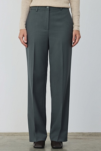 Брюки со стрелками, серо-зеленые MARIA