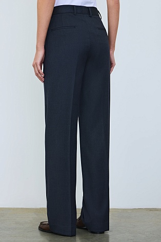 Прямые брюки со стрелками, темно-синие