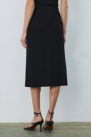 Юбка букле с ассиметричной застежкой, черная ALETTA