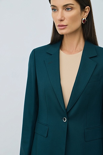 Приталенный пиджак на одной пуговице, цвет морской волны KARLA