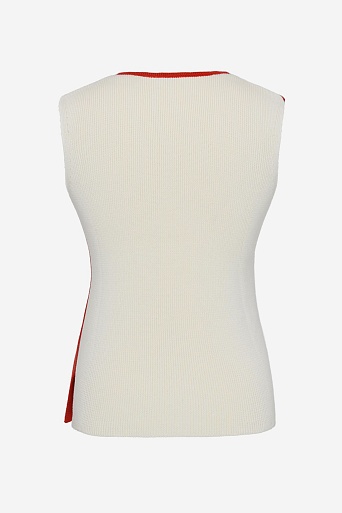 Двухцветный топ в рубчик, молочно-красный