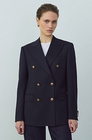 Жакет двубортный, цвет темно-синий LEILA