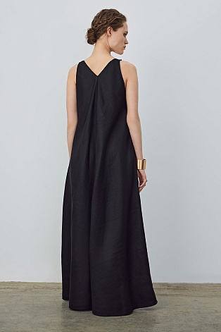 Свободное макси-платье с завязками, черное