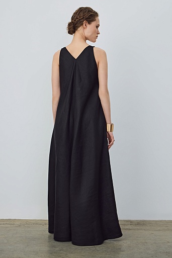 Свободное макси-платье с завязками, черное