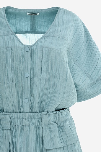 Комбинезон из жатой ткани, голубой