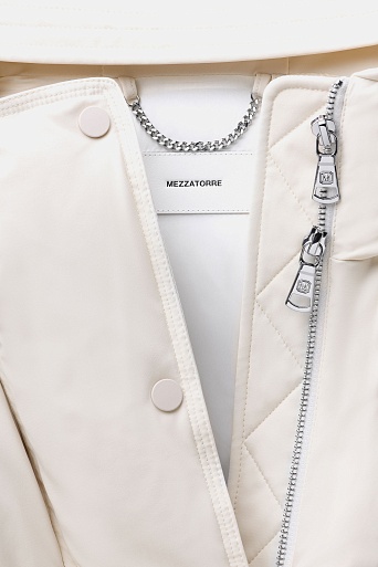 Пуховик-оверсайз с капюшоном, молочный