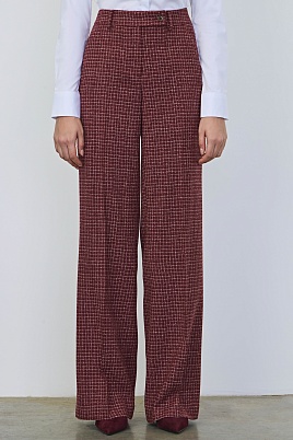 Прямые свободные брюки в белую клетку ELEANOR