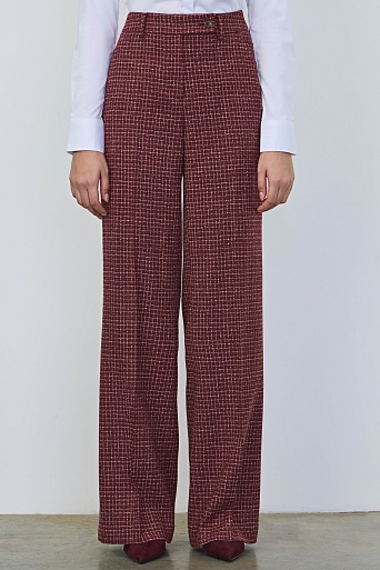 Прямые свободные брюки в белую клетку ELEANOR