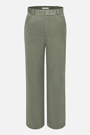 Прямые хлопковые брюки, оливковые