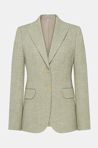 Жакет в елочку на двух пуговицах, фисташковый