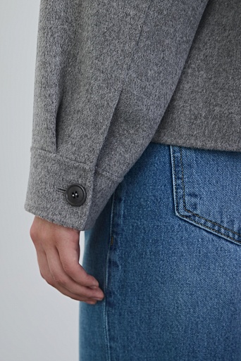 Куртка-рубашка из шерсти, серый меланж