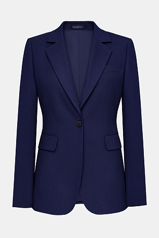 Приталенный жакет на одной пуговице, темно-синий