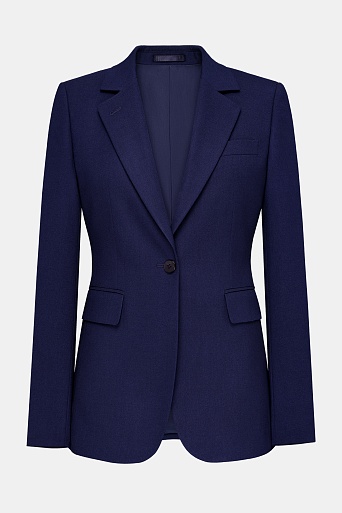 Приталенный жакет на одной пуговице, темно-синий