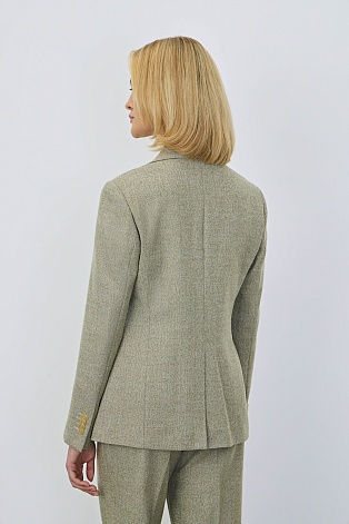 Жакет в елочку на двух пуговицах, фисташковый