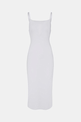 Платье-миди на бретельках, белое