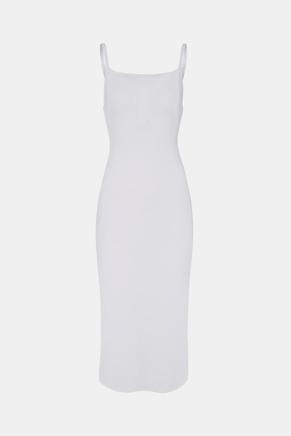 Платье-миди на бретельках, белое