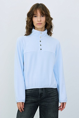 Флисовая олимпийка на кнопках, нежно-голубая