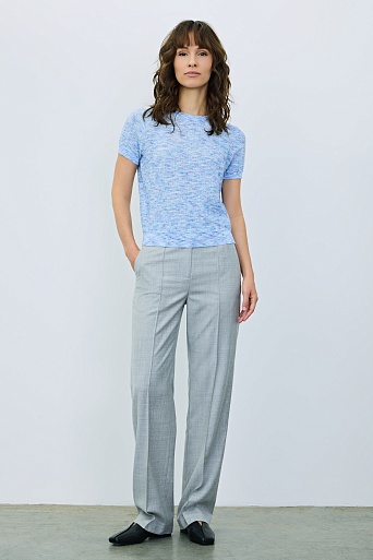 Вязаная футболка с хлопком, фиолетово-голубая