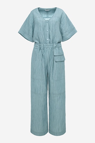 Комбинезон из жатой ткани, голубой