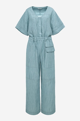 Комбинезон из жатой ткани, голубой