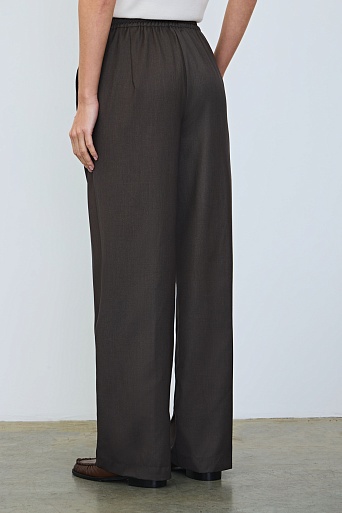 Прямые брюки на кулиске, серо-коричневые