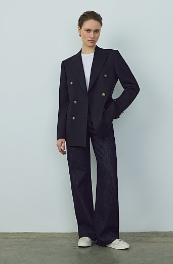 Жакет двубортный, цвет темно-синий LEILA