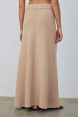 Трикотажная юбка-макси, бежевая