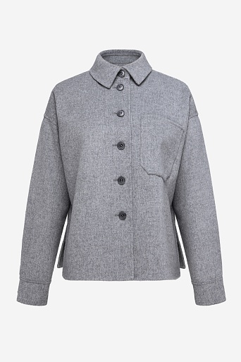 Куртка-рубашка из шерсти, серый меланж